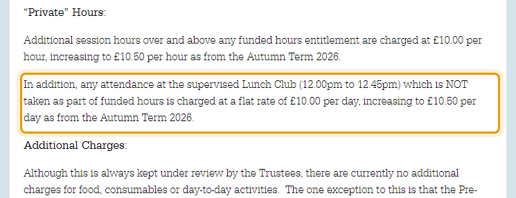The fees as published on stmaryspreschoolplaygroup.co.uk/fundingfees