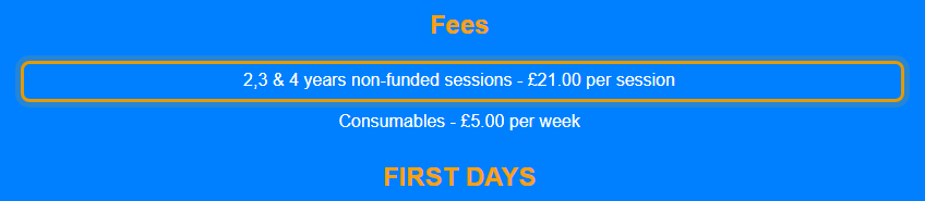 The fees as published on sunshinecornerpreschool.co.uk/about.html