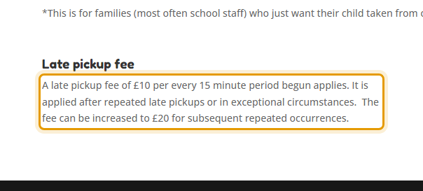 The fees as published on teatimers.com/pre-school/preschool-prices