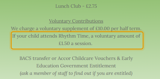 The fees as published on thecroftpreschool.co.uk/info.html