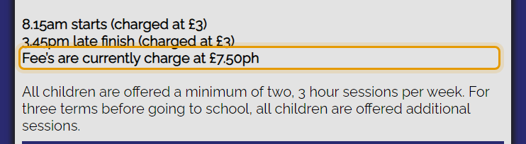 The fees as published on thegroveplaygroup.com