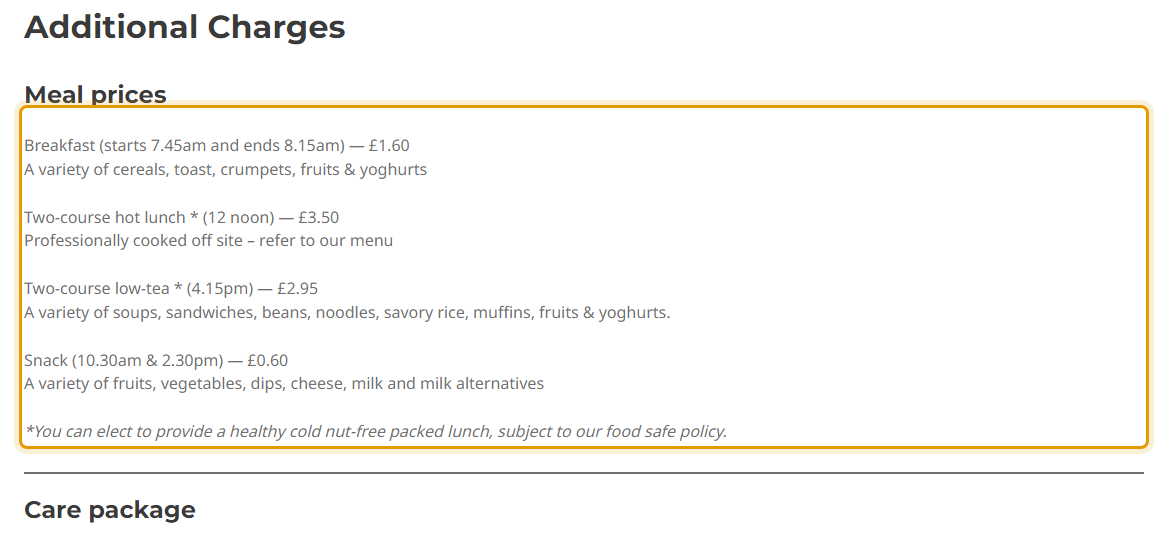 The fees as published on theplayden.co.uk/price-list