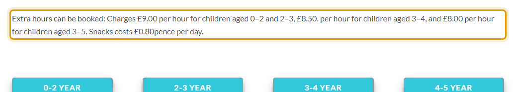 The fees as published on tinystarsdaycare.co.uk/our-fees