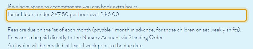 The fees as published on tinytinkers.org.uk/general-5