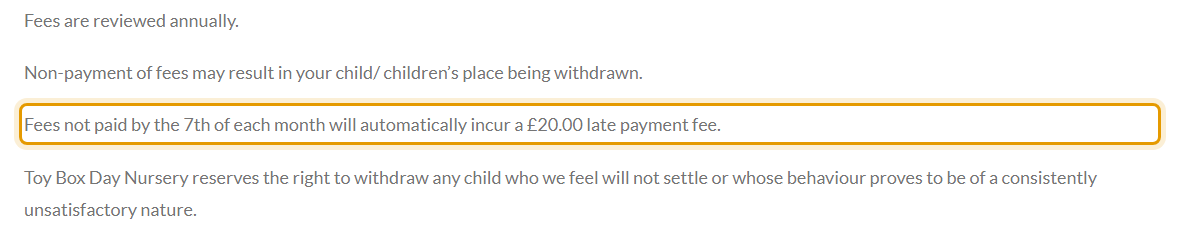 The fees as published on toyboxbrighouse.co.uk/fees-and-funding
