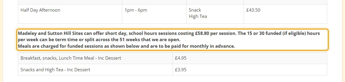The fees as published on twiggysdaynursery.co.uk/price