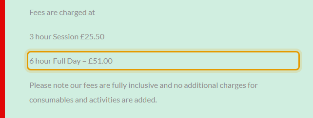 The fees as published on valrobinsonchildcare.co.uk/parents-information