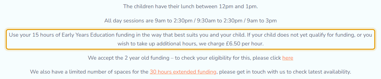 The fees as published on villagehallpreschool.co.uk/sessions