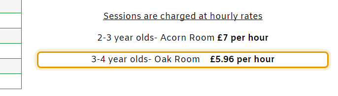 The fees as published on waterylanepreschool.co.uk/sessions-and-pricing