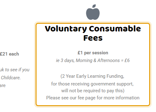 The fees as published on westwycombepreschool.com