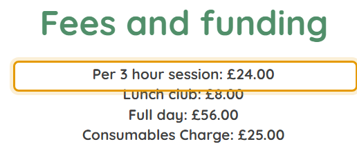 The fees as published on willowpreschool.co.uk/sessions-and-fees
