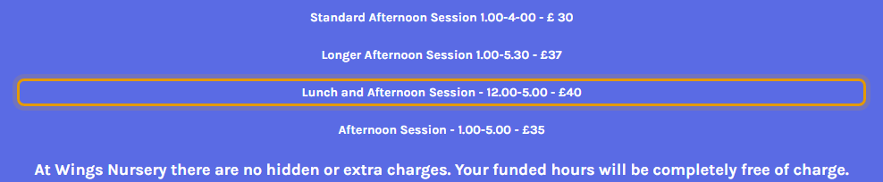 The fees as published on wingsnurserynorton.co.uk/prices