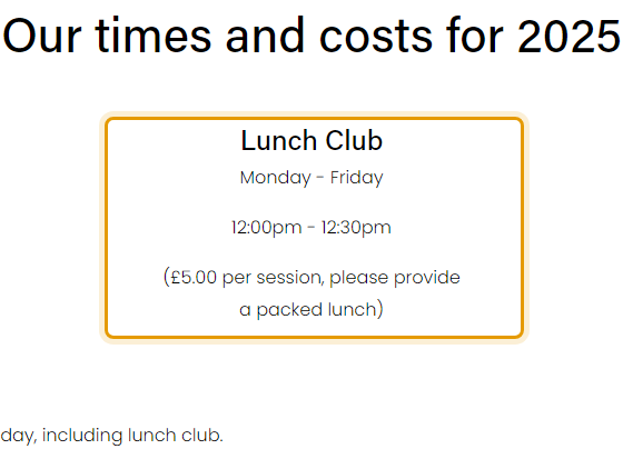 The fees as published on youngdiscoverers.co.uk/our-sessions