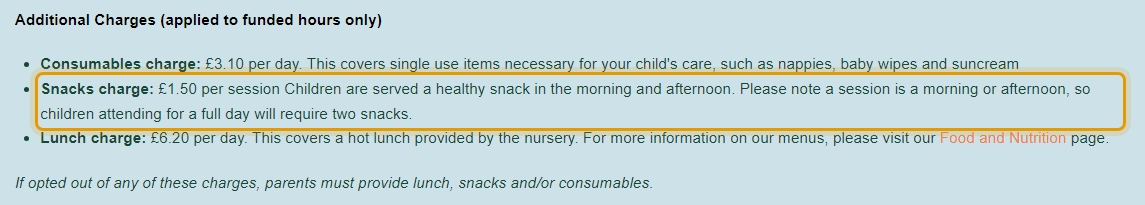 The fees as published on yorkcampusnursery.co.uk/fees-and-sessions