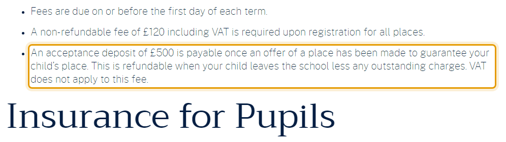 The fees as published on amesburyschool.co.uk/admissions/fees-and-bursaries