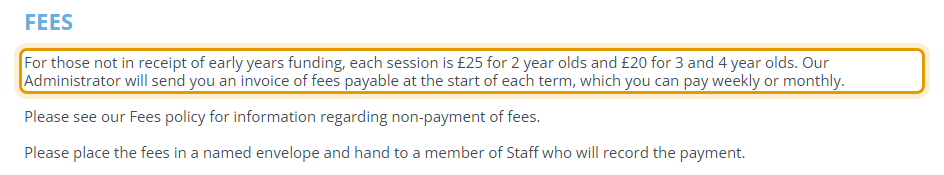 The fees as published on branston-pre-school-centre.co.uk/about/admissions%2…