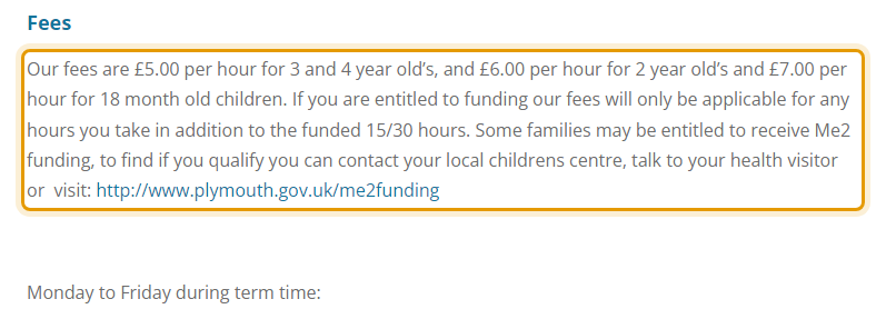 The fees as published on stpaulsplymouth.net/sessionsfees