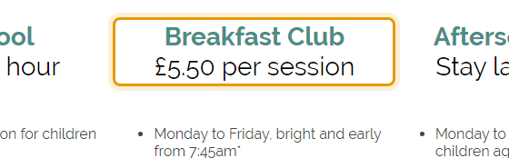 The fees as published on belsaydaycare.co.uk