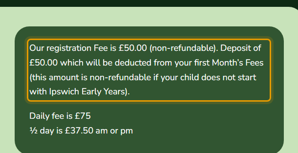 The fees as published on ipswichey.co.uk/fees-and-funding